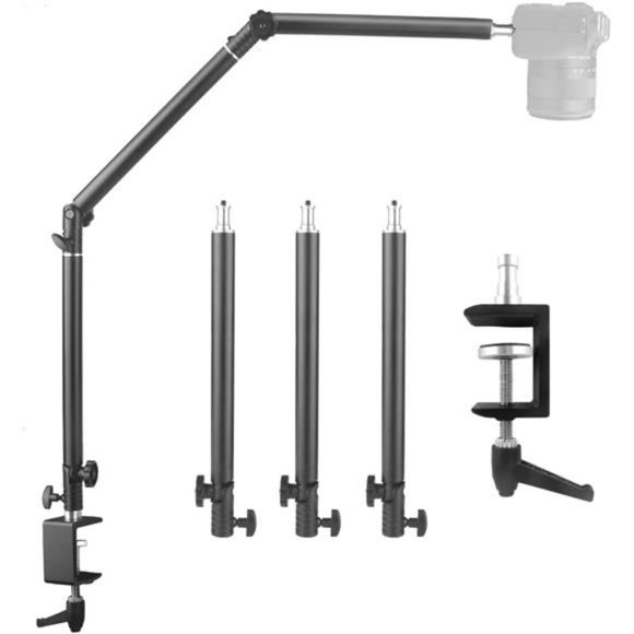 Overhead Camera Mount Arm Stand, Flexible Magic Arm, Desk Mount Light Stand